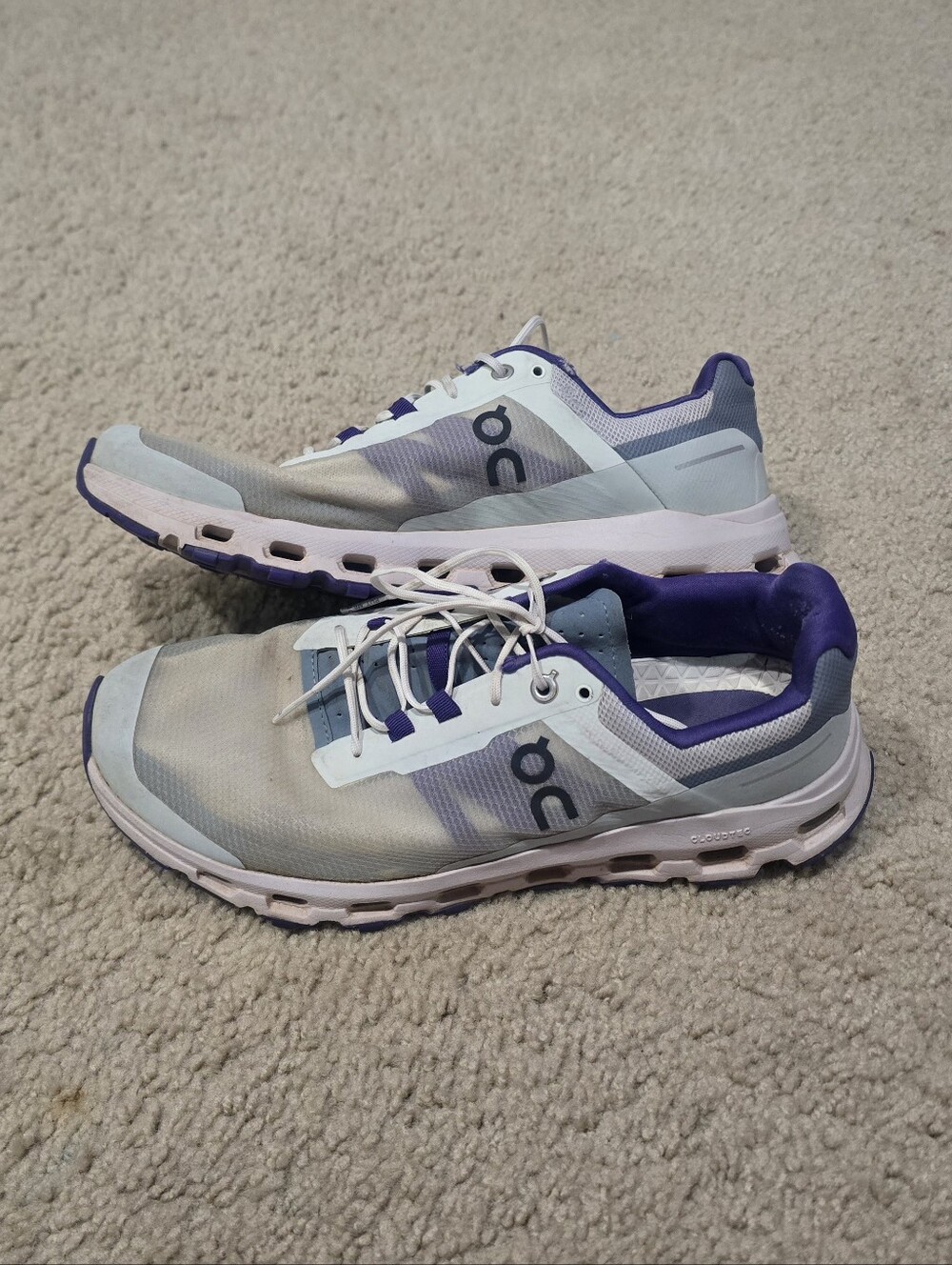 Women's On Cloud Running Shoes Cloudvista Sneakers White Purple Size 10.5